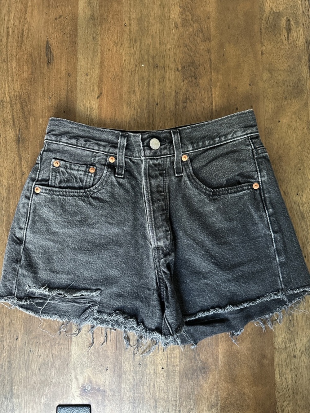 Levi’s 501 Women's Black Denim Cutoff Shorts with Distressed Hem